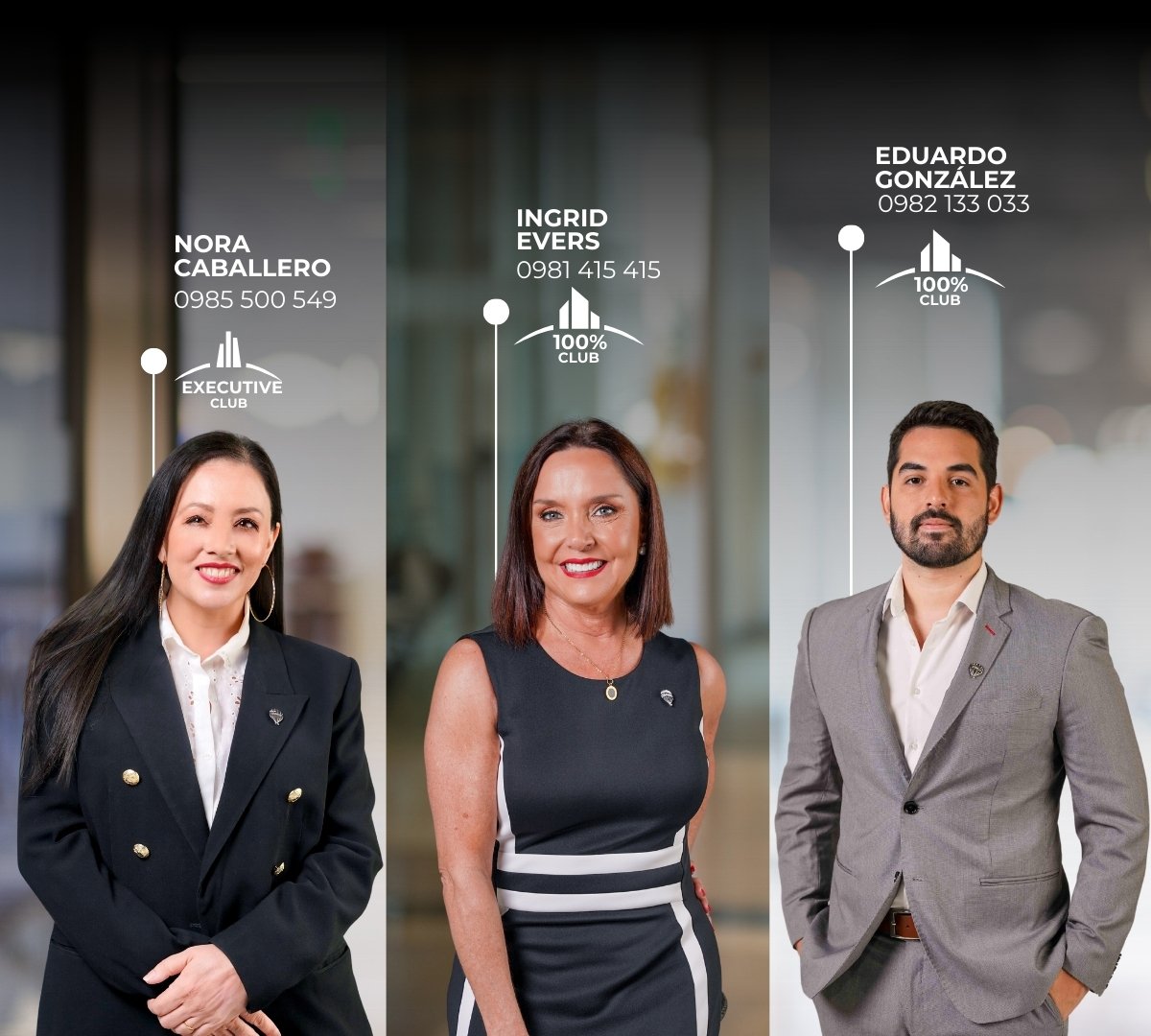 Nora Caballero, Ingrid Evers y Eduardo González
